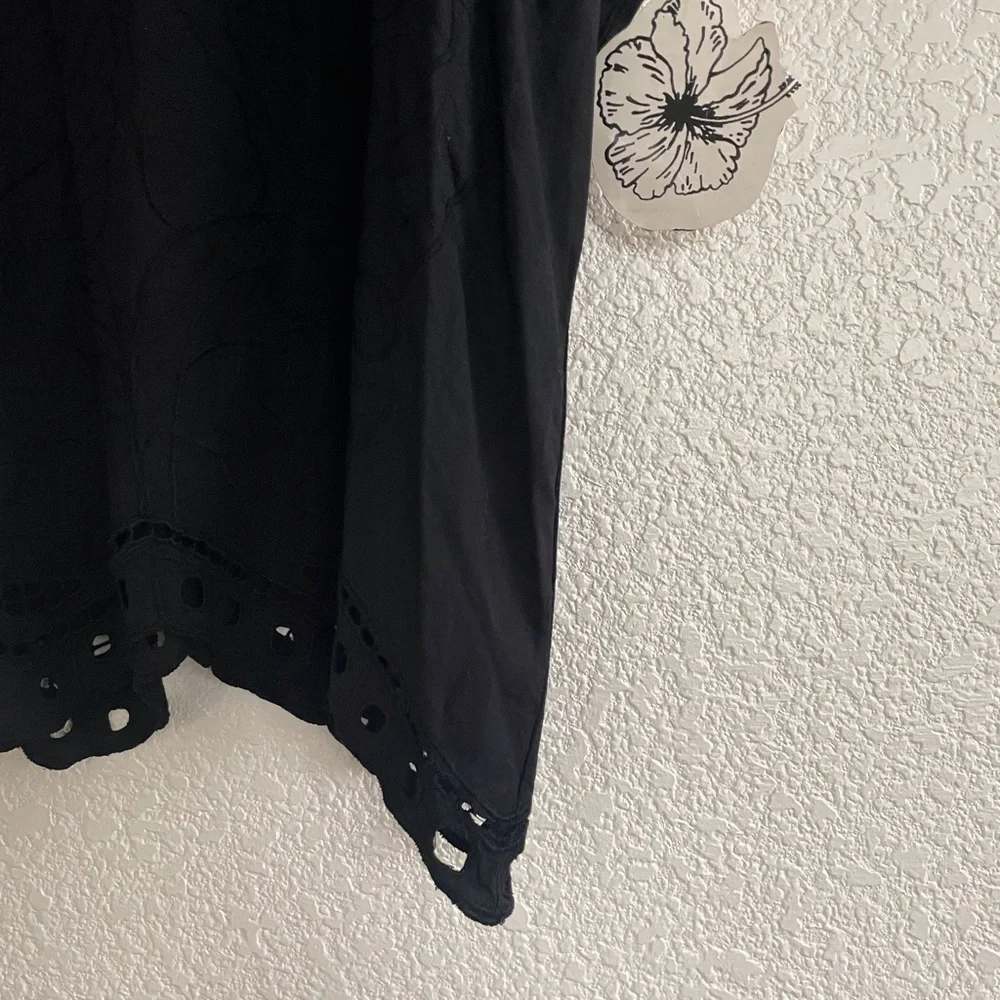 NWT | Black lace crochet trim beachy blouse swim cover up size medium